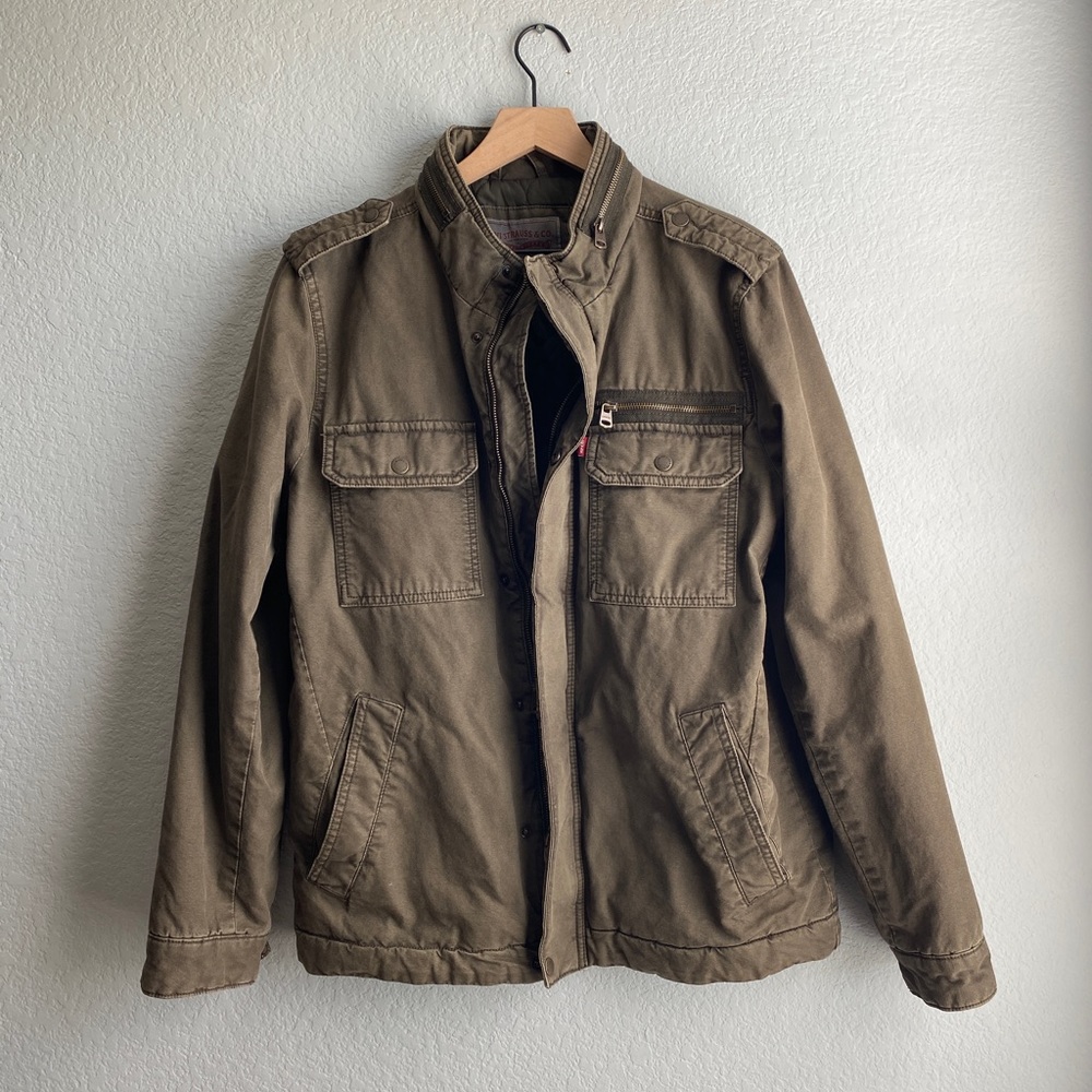 Levi's Olive/Dark Green Side-Pocket Military Jacket - Medium